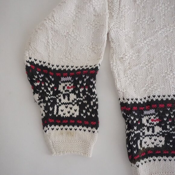 Vintage Chelsea Gardens Ivory Snowman Fair Isle Holiday Sweater Grandmacore L - Picture 7 of 10